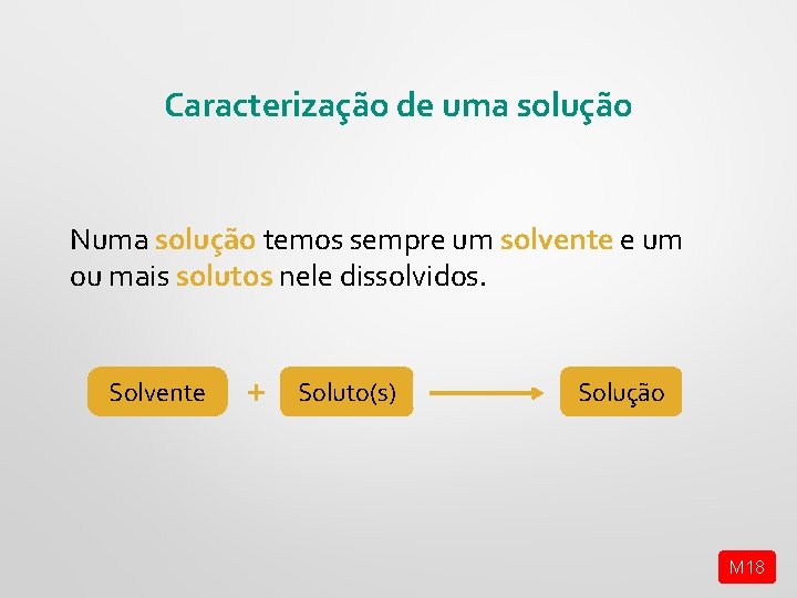 Caracterização de uma solução Numa solução temos sempre um solvente e um ou mais Caracterização de uma solução Numa solução temos sempre um solvente e um ou mais