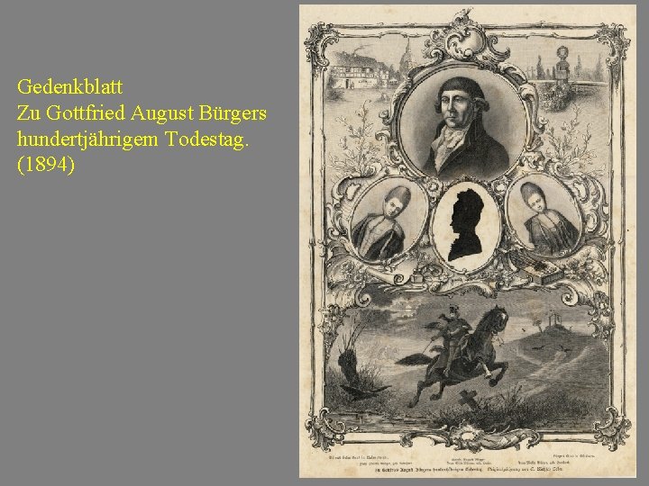 Gedenkblatt Zu Gottfried August Bürgers hundertjährigem Todestag. (1894) 