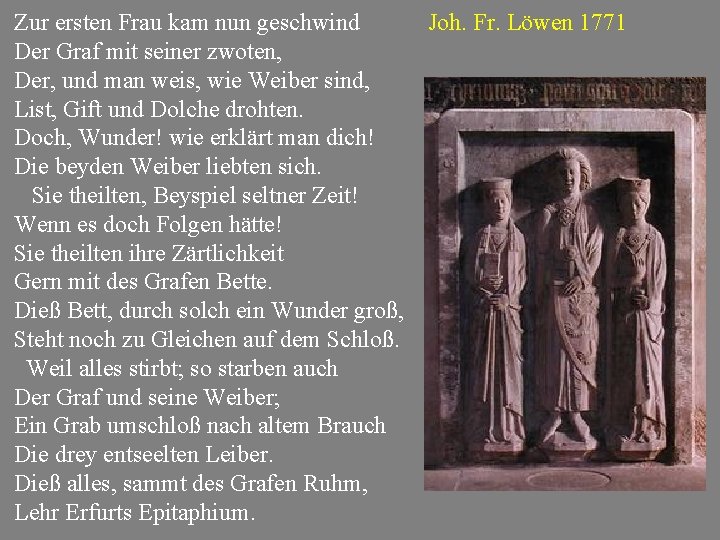 Zur ersten Frau kam nun geschwind Joh. Fr. Löwen 1771 Der Graf mit seiner