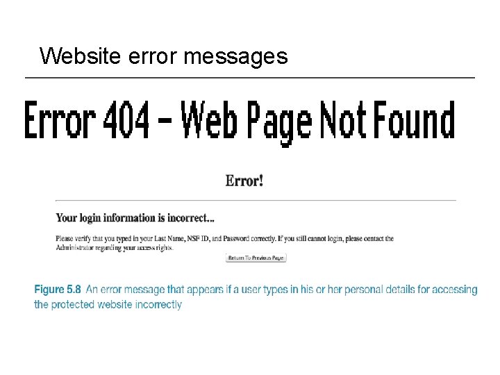 Website error messages 