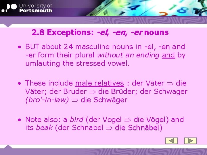 2. 8 Exceptions: -el, -en, -er nouns • BUT about 24 masculine nouns in