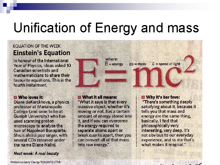 Unification of Energy and mass 