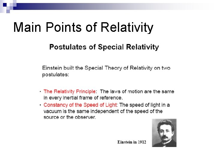 Main Points of Relativity 