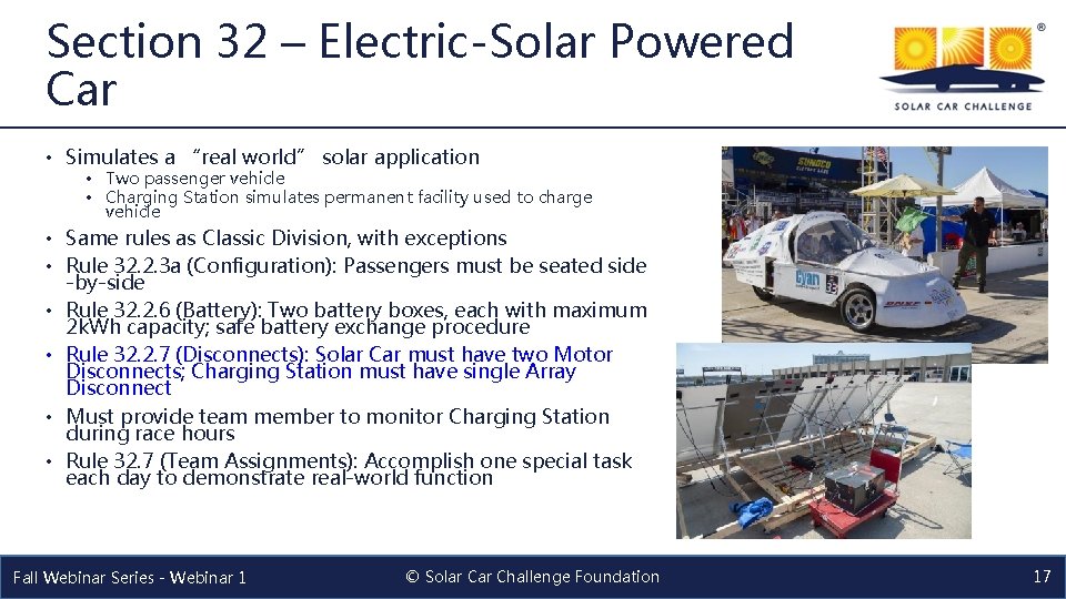 Section 32 – Electric-Solar Powered Car • Simulates a “real world” solar application •
