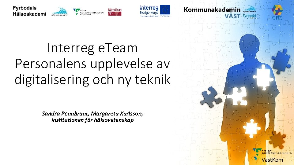 GITS Interreg e. Team Personalens upplevelse av digitalisering och ny teknik Sandra Pennbrant, Margareta