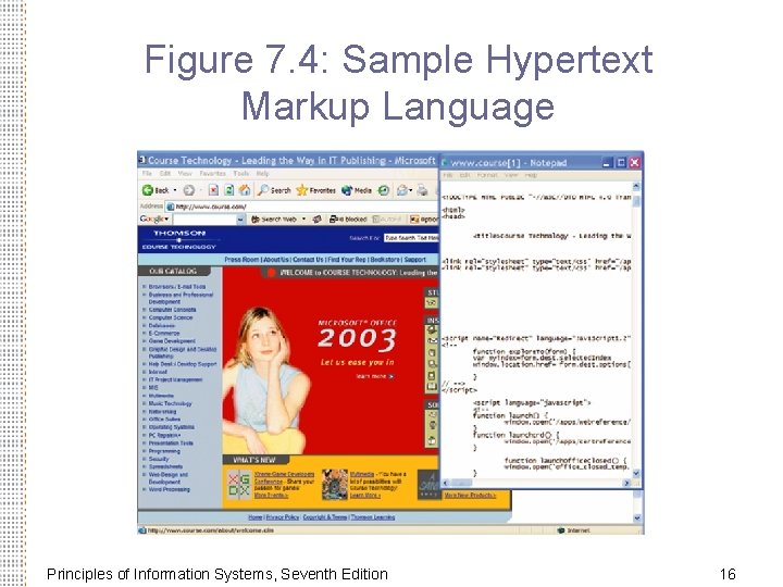 Figure 7. 4: Sample Hypertext Markup Language Principles of Information Systems, Seventh Edition 16