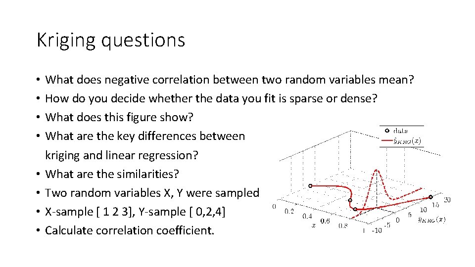 Kriging questions • • What does negative correlation between two random variables mean? How