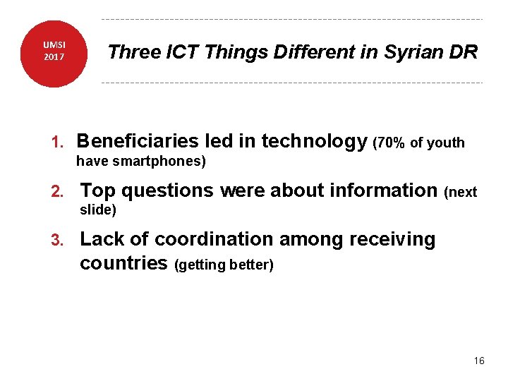 UMSI 2017 1. Three ICT Things Different in Syrian DR Beneficiaries led in technology