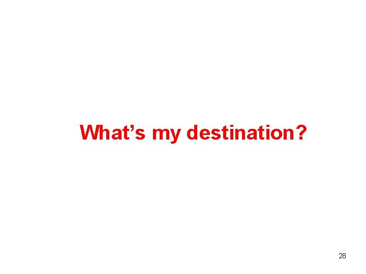 What’s my destination? 28 