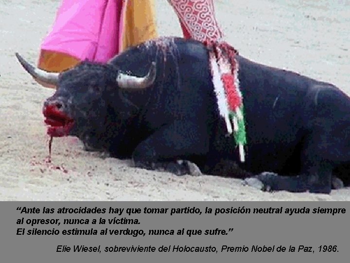 “Ante las atrocidades hay que tomar partido, la posición neutral ayuda siempre al opresor,