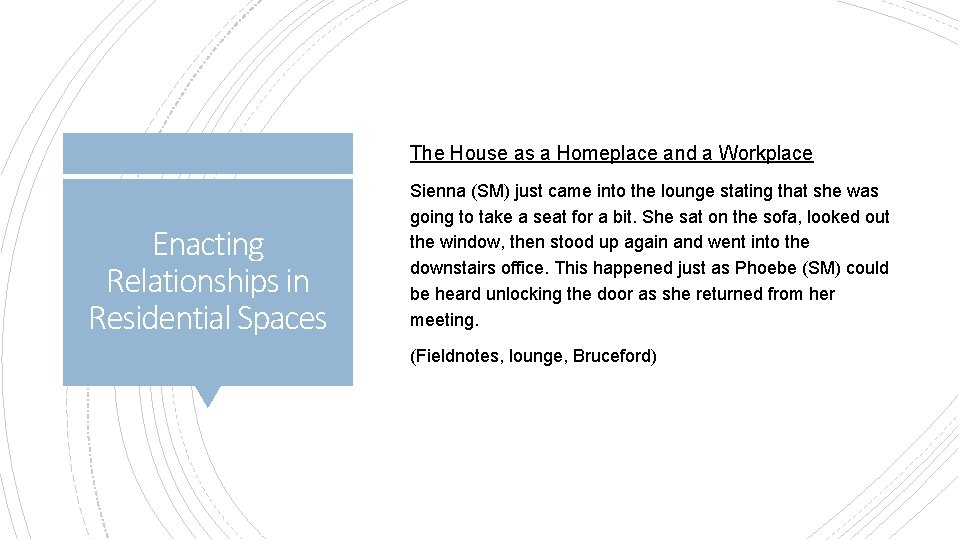 The House as a Homeplace and a Workplace Enacting Relationships in Residential Spaces Sienna The House as a Homeplace and a Workplace Enacting Relationships in Residential Spaces Sienna