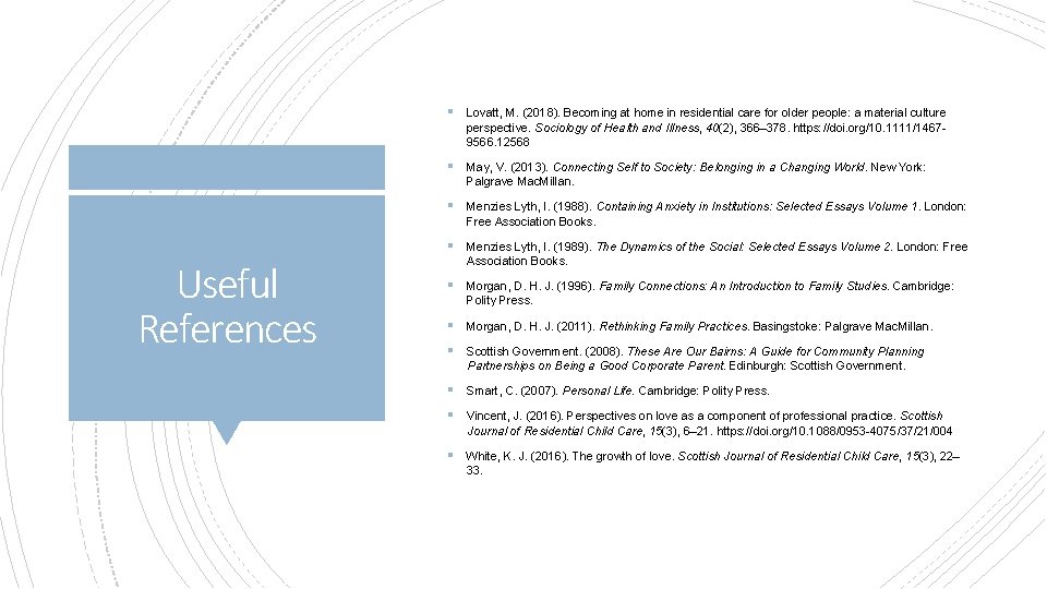 § Lovatt, M. (2018). Becoming at home in residential care for older people: a § Lovatt, M. (2018). Becoming at home in residential care for older people: a