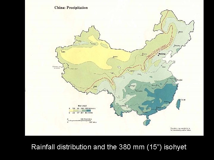 Rainfall distribution and the 380 mm (15”) isohyet 