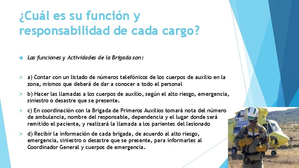 ¿Cuál es su función y responsabilidad de cada cargo? Las funciones y Actividades de