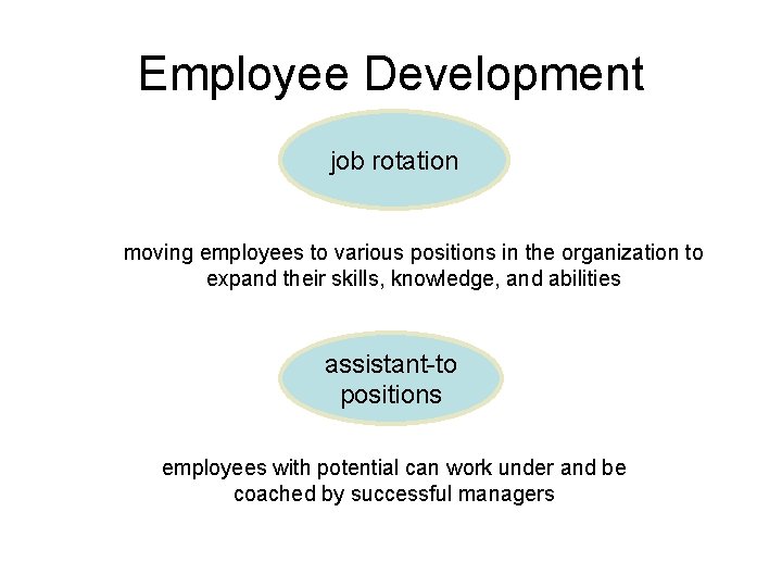 Employee Development job rotation moving employees to various positions in the organization to expand