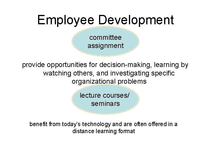 Employee Development committee assignment provide opportunities for decision-making, learning by watching others, and investigating