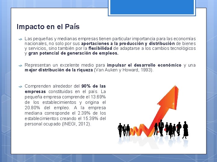 Impacto en el País Las pequeñas y medianas empresas tienen particular importancia para las