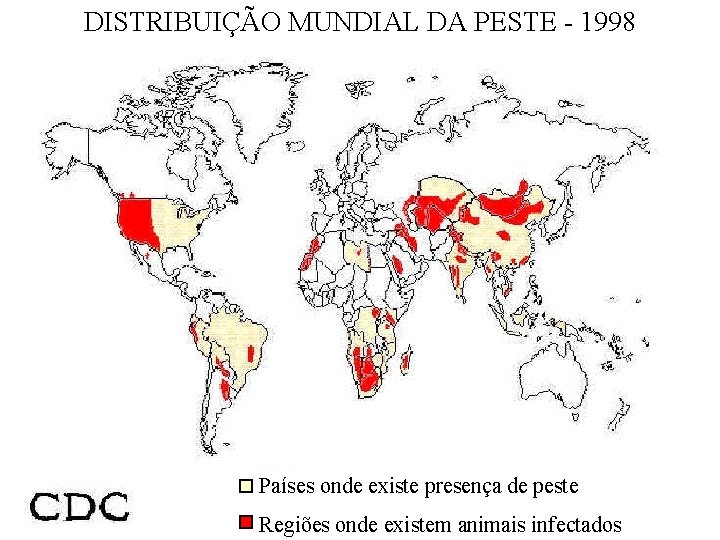 DISTRIBUIÇÃO MUNDIAL DA PESTE - 1998 Países onde existe presença de peste Regiões onde