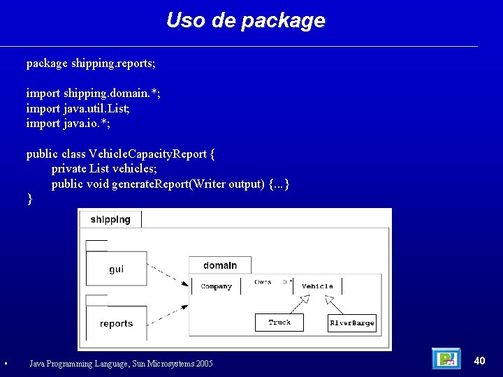 Uso de package shipping. reports; import shipping. domain. *; import java. util. List; import