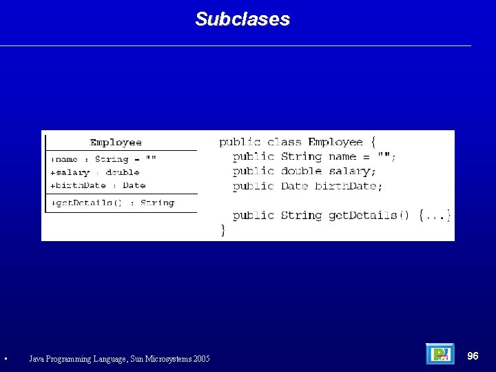 Subclases • Java Programming Language, Sun Microsystems 2005 96 