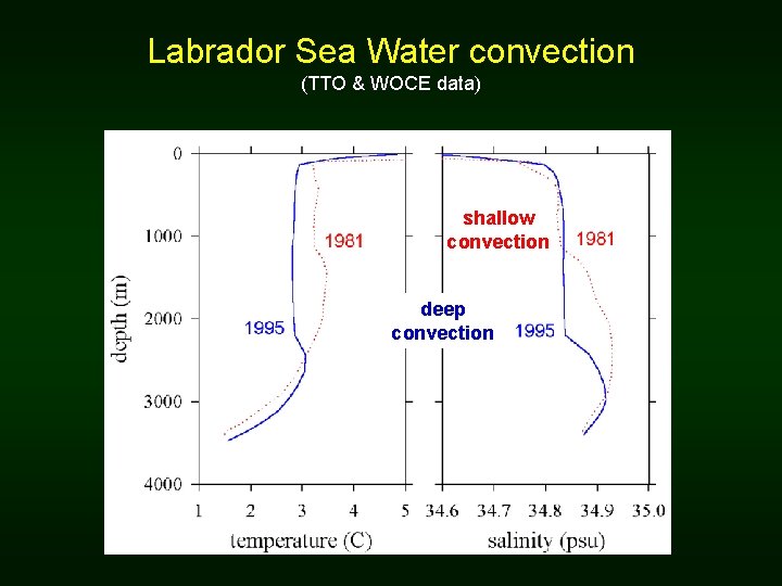 Labrador Sea Water convection (TTO & WOCE data) shallow convection deep convection 
