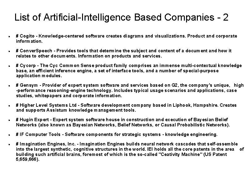 List of Artificial-Intelligence Based Companies - 2 # Cogito - Knowledge-centered software creates diagrams