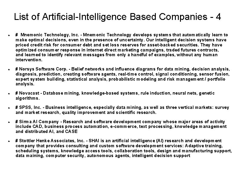List of Artificial-Intelligence Based Companies - 4 # Mnemonic Technology, Inc. - Mnemonic Technology