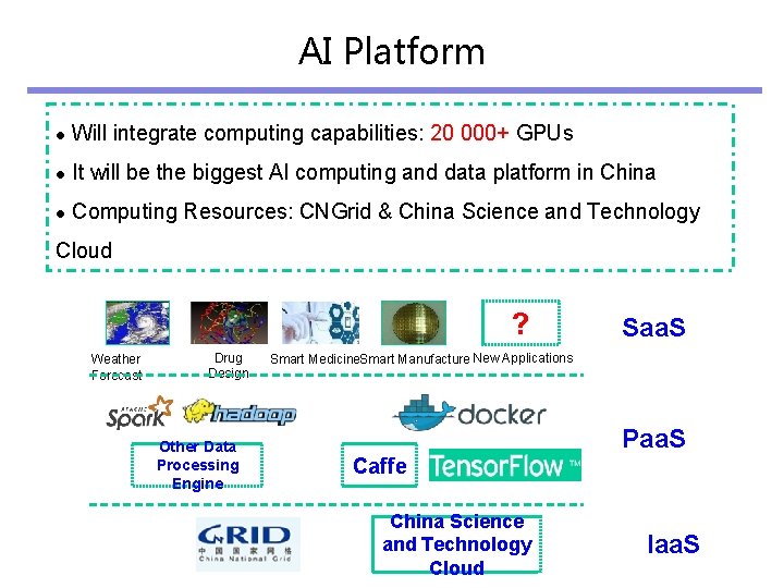 AI Platform l Will integrate computing capabilities: 20 000+ GPUs l It will be