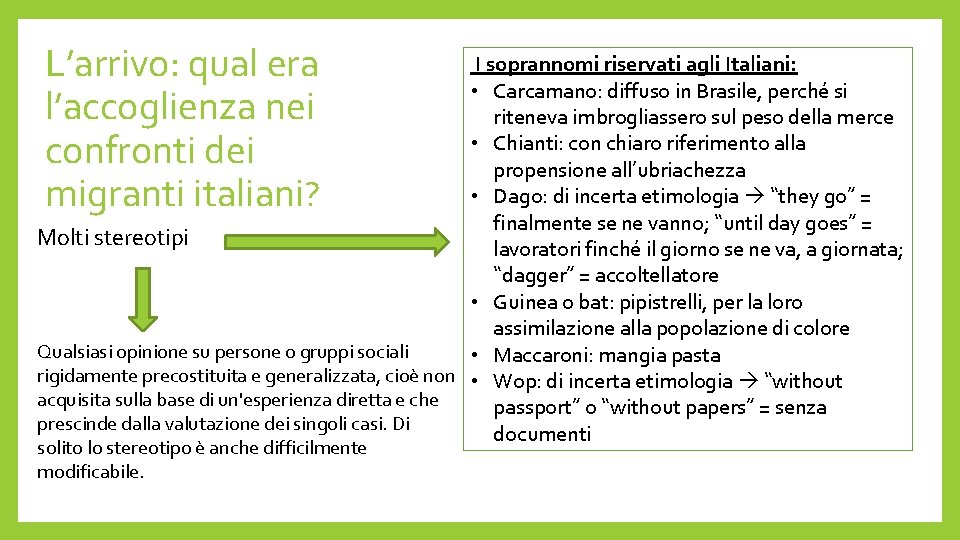 L’arrivo: qual era l’accoglienza nei confronti dei migranti italiani? I soprannomi riservati agli Italiani: