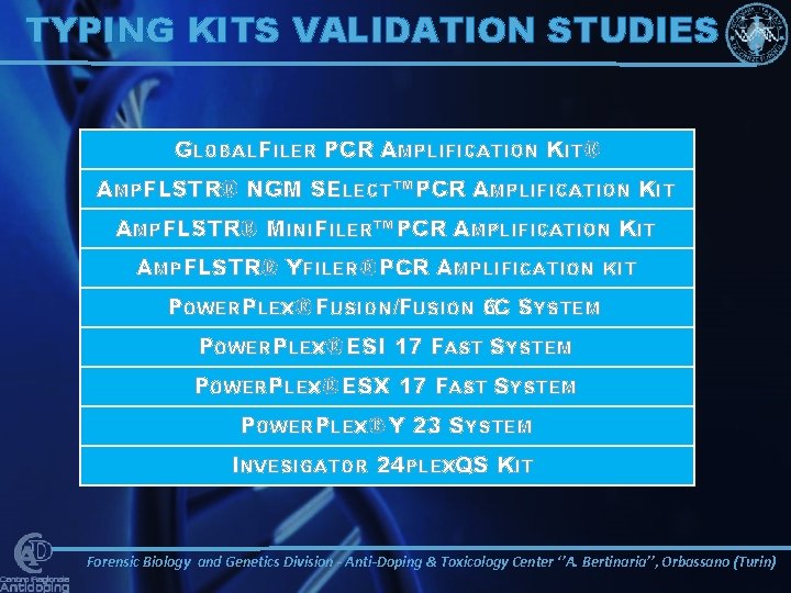 TYPING KITS VALIDATION STUDIES GLOBALFILER PCR AMPLIFICATION KIT® AMPFLSTR® NGM SELECT™ PCR AMPLIFICATION KIT