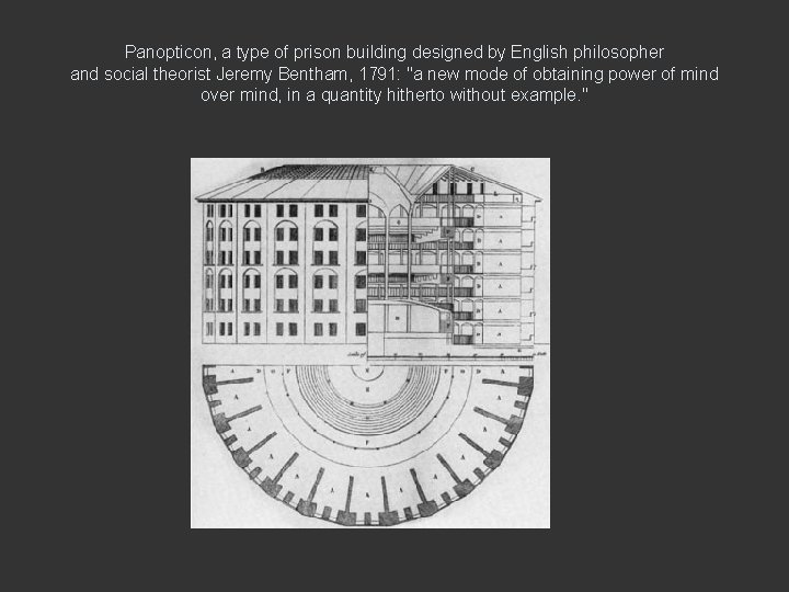 Panopticon, a type of prison building designed by English philosopher and social theorist Jeremy