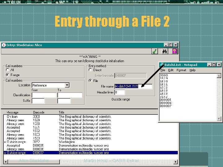 Entry through a File 2 Alice Stocktake Martin Hood – OASIS Extras 