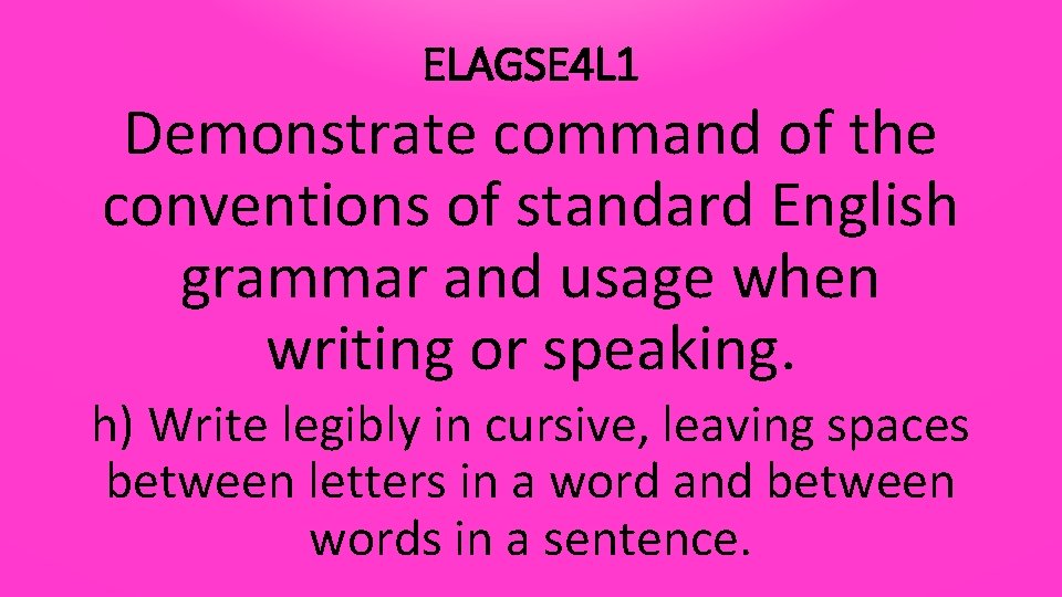 ELAGSE 4 L 1 Demonstrate command of the conventions of standard English grammar and