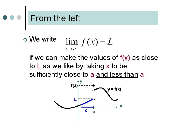 From the left ¢ We write if we can make the values of f(x)
