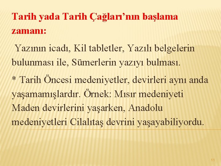 Tarih yada Tarih Çağları’nın başlama zamanı: Yazının icadı, Kil tabletler, Yazılı belgelerin bulunması ile,