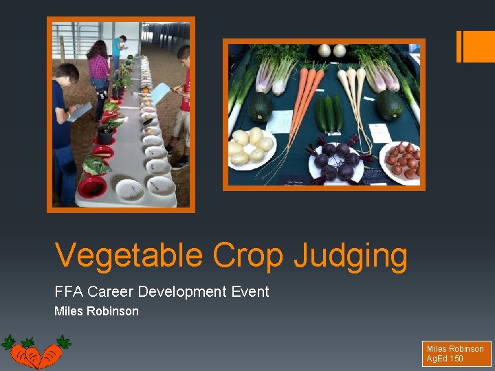 Vegetable Crop Judging FFA Career Development Event Miles Robinson Ag. Ed 150 