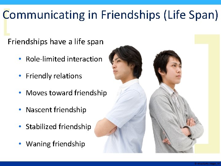 [ Communicating in Friendships (Life Span) Friendships have a life span • Role-limited interaction