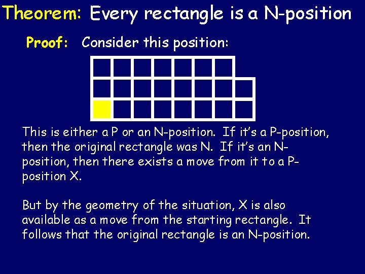 Theorem: Every rectangle is a N-position Proof: Consider this position: This is either a Theorem: Every rectangle is a N-position Proof: Consider this position: This is either a