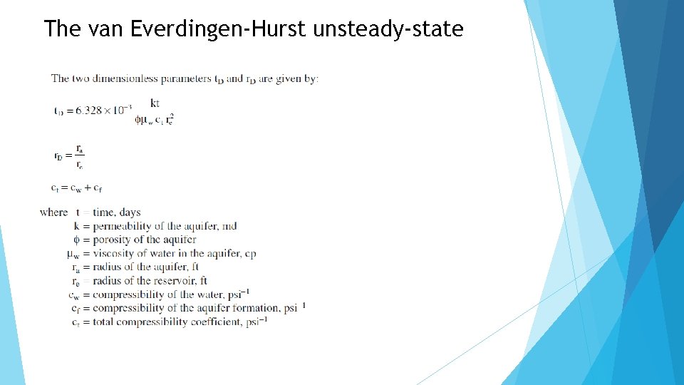 The van Everdingen-Hurst unsteady-state 