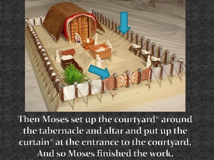 Then Moses set up the courtyard* around the tabernacle and altar and put up