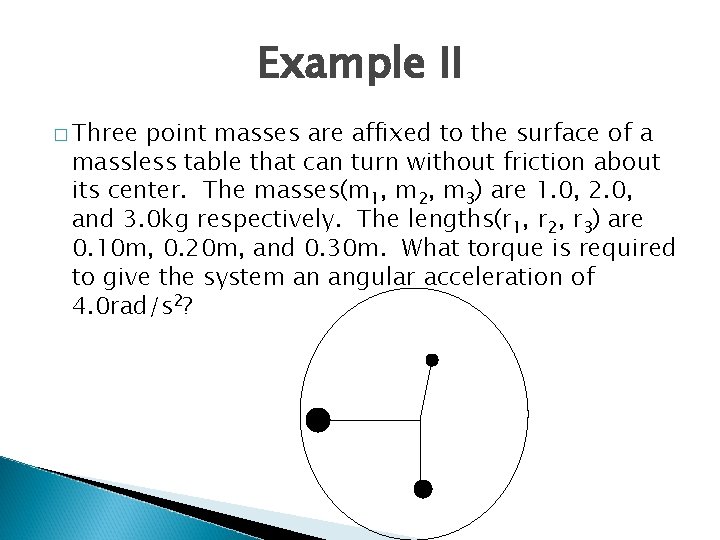 Example II � Three point masses are affixed to the surface of a massless