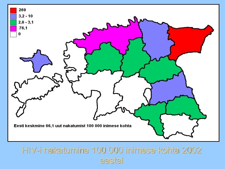 HIV-i nakatumine 100 000 inimese kohta 2002 aastal 