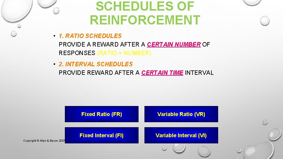 SCHEDULES OF REINFORCEMENT • 1. RATIO SCHEDULES PROVIDE A REWARD AFTER A CERTAIN NUMBER