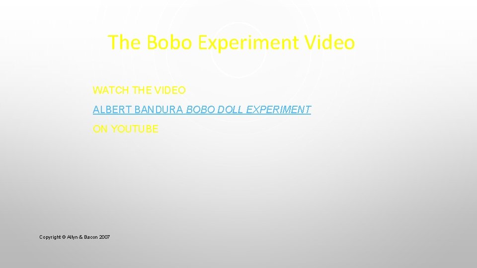 The Bobo Experiment Video WATCH THE VIDEO ALBERT BANDURA BOBO DOLL EXPERIMENT ON YOUTUBE