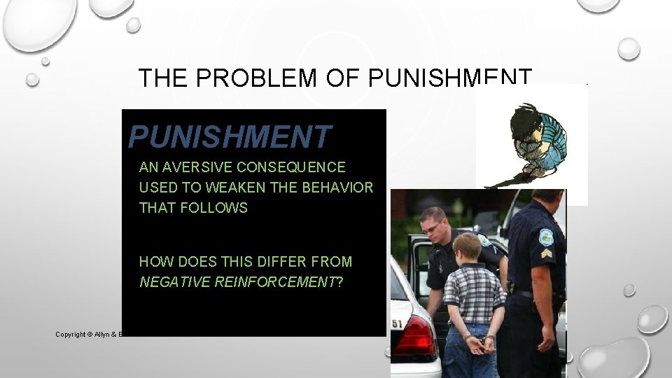 THE PROBLEM OF PUNISHMENT AN AVERSIVE CONSEQUENCE USED TO WEAKEN THE BEHAVIOR THAT FOLLOWS