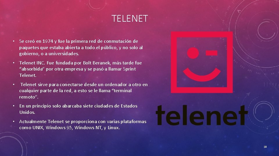 TELENET • Se creó en 1974 y fue la primera red de conmutación de