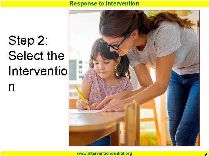 Response to Intervention Step 2: Select the Interventio n www. interventioncentral. org 9 