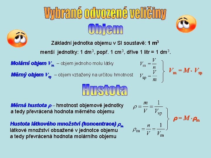 Základní jednotka objemu v SI soustavě: 1 m 3 menší jednotky: 1 dm 3,