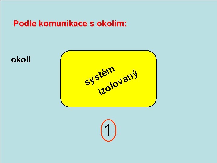 Podle komunikace s okolím: okolí m é ý t n s a v sy