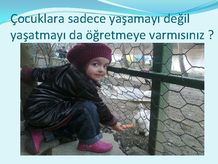 Çocuklara sadece yaşamayı değil yaşatmayı da öğretmeye varmısınız ? 